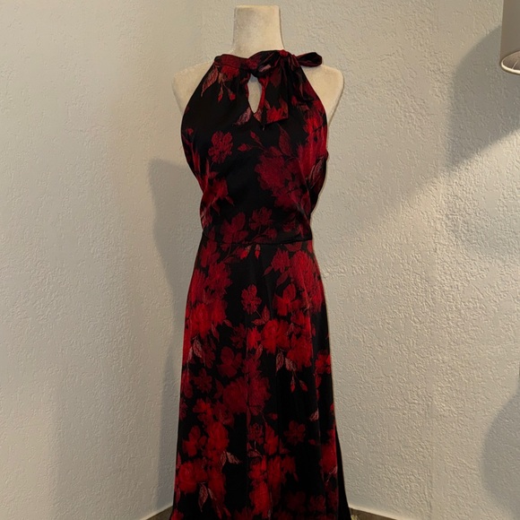Chetta B Dresses & Skirts - Chetta B Black Maxi Dress with Red Floral Print